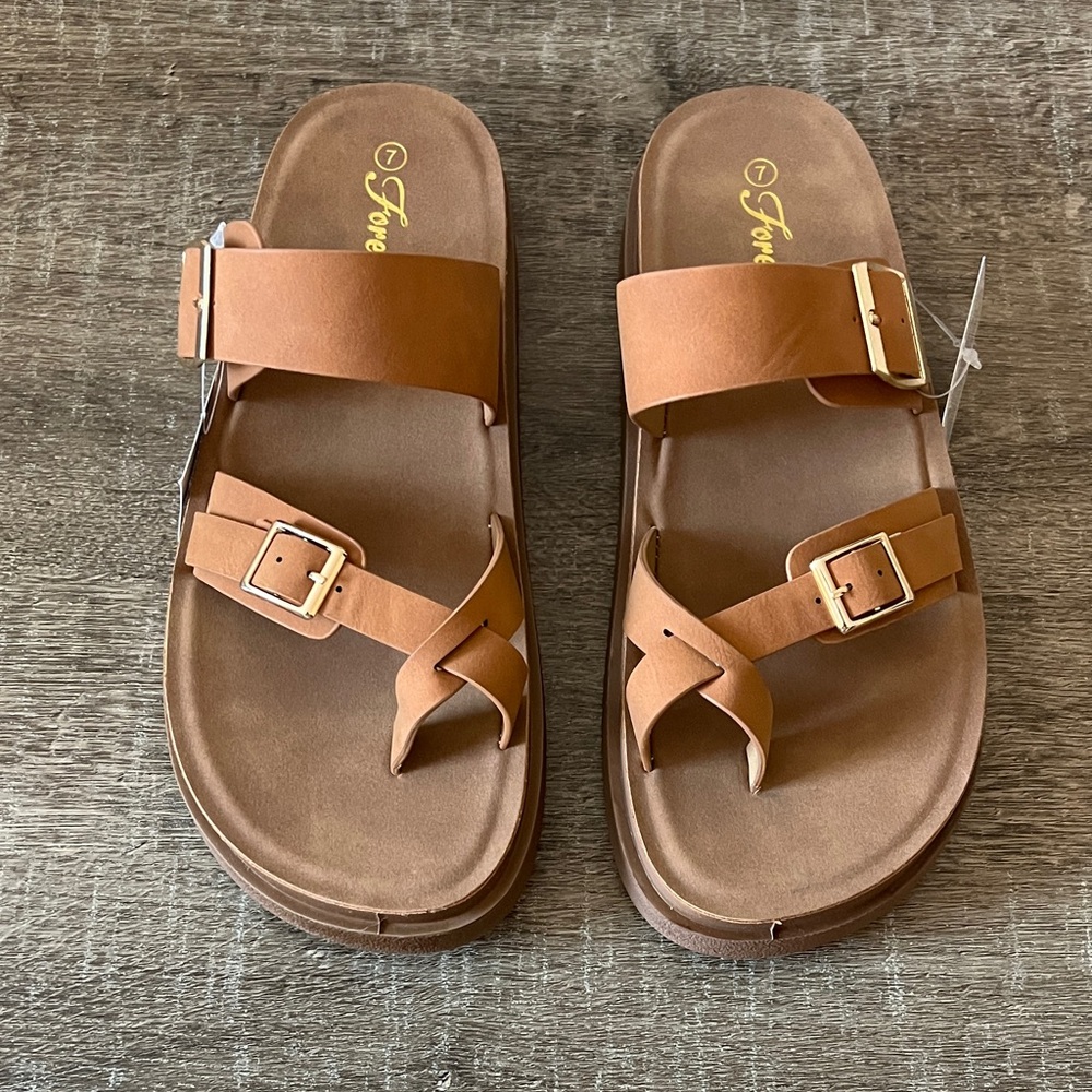 Forever Tan Double Strap Sandals